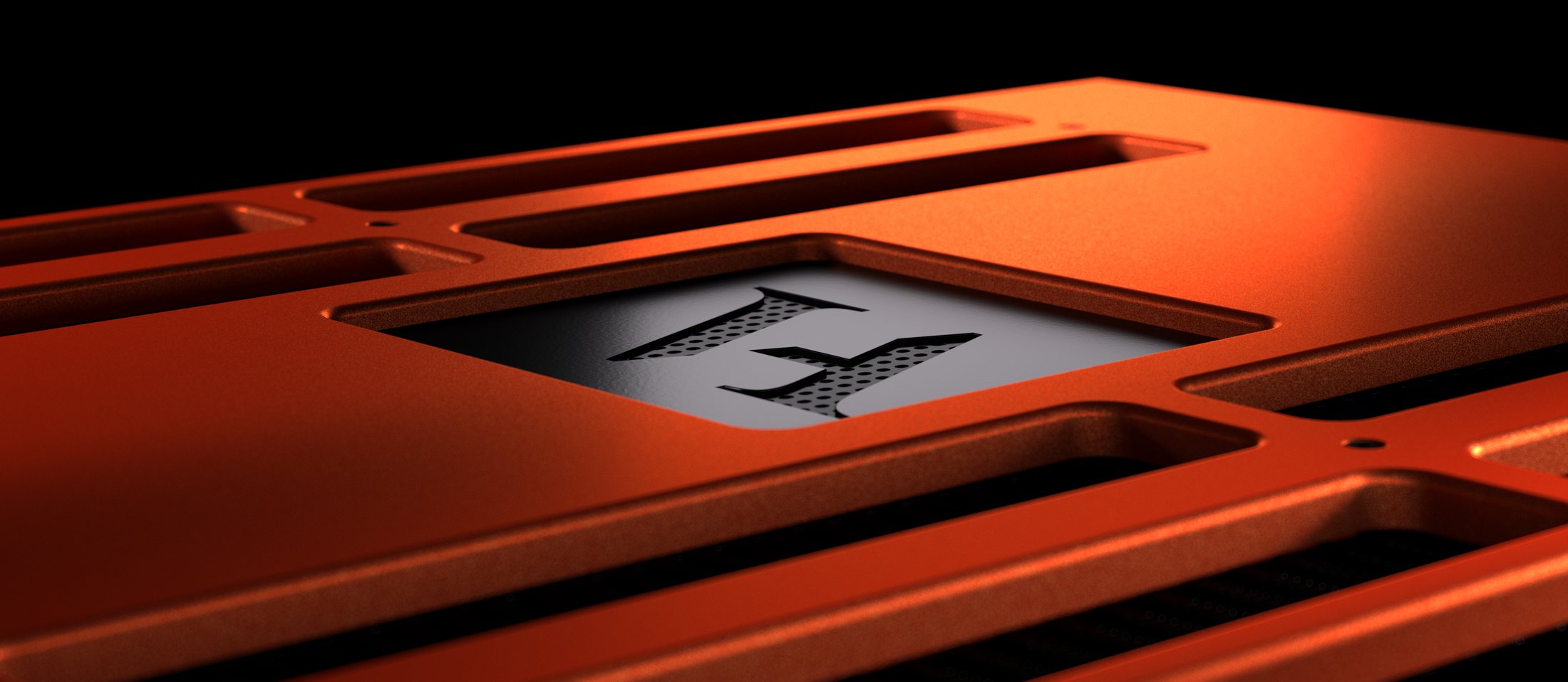 The orange top plate of a Vitus Audio MP-I201, close